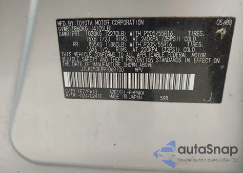 2009 Scion Xb from USA, damaged, VIN JTLKE50E891069100